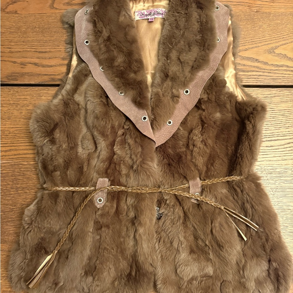 Brown real rabbit Fur Vest